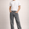 men grey straight fit jeans
