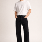 Straight Jeans Sale 02 – Black Men Straight Fit Front View