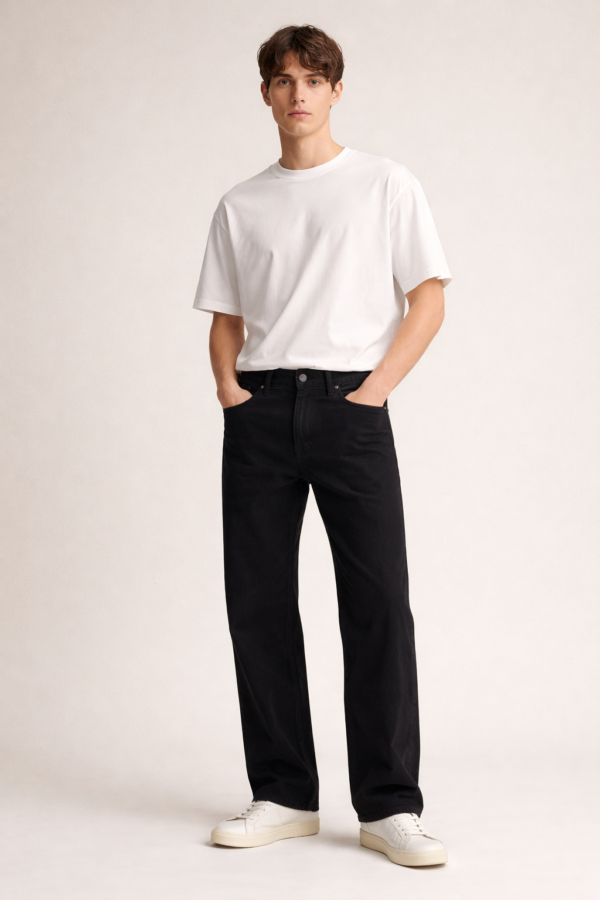 Straight Jeans Sale 02 – Black Men Straight Fit Front View