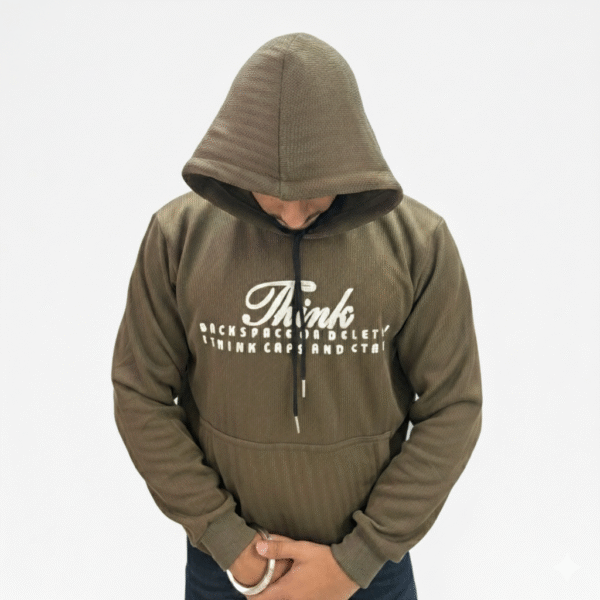 AKG TRENDS Men’s “Think Caps Lock” Premium Olive Hoodie